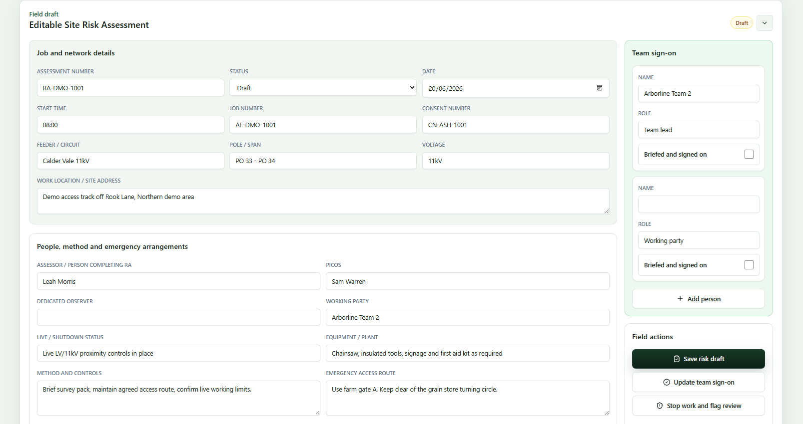 Compliance and audit records linked to the work pack product preview